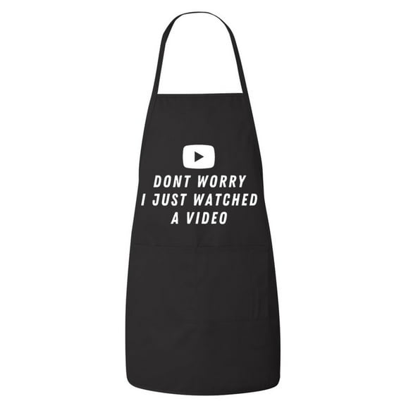 FASCIINO - Dont Worry I Watched A Video, Funny Chef Apron with Two Front Pockets