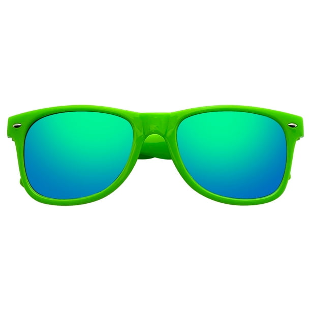 Emblem Eyewear - MENS WOMENS RETRO VINTAGE CLASSIC SQUARE FULL MIRROR LENS NEON SUNGLASSES