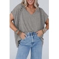 thumbnail image 2 of Women's Gray Oversized Tee with Crochet Lace Detailing - [ZhiHiMeRi] | (US 16-18)XL, 2 of 12