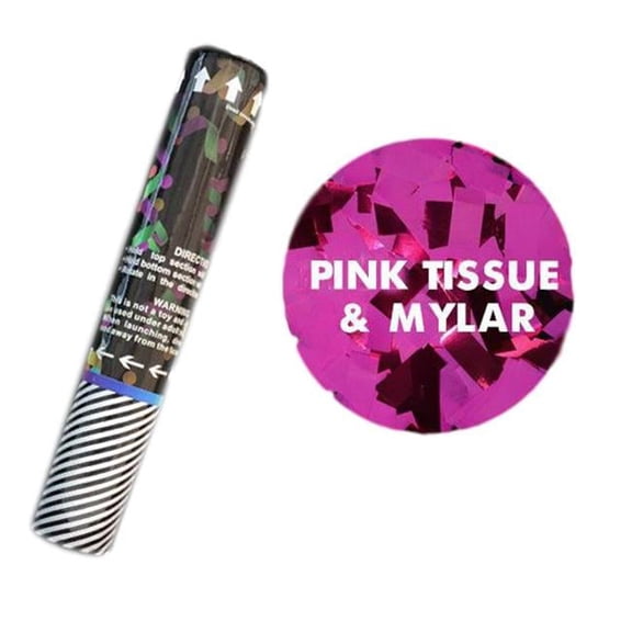 Blinkee 12PTMGRCC-PM 12 in. Pink Tissue & Mylar Gender Reveal Confetti Cannon