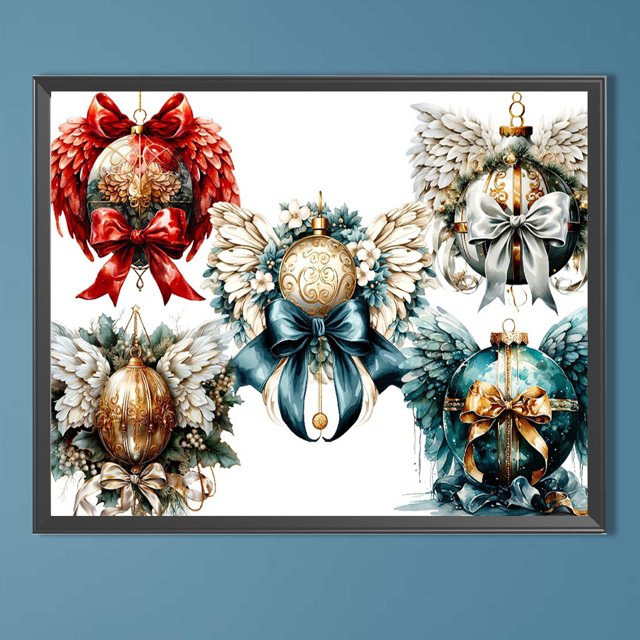 Pintura de diamante 5D DIY, taladro redondo completo, Kit de bolas de ambiente navideño, decoración del hogar Hugtrwg Para estrenar