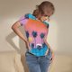 thumbnail image 3 of Balery Beach with Palm Trees Body de cuello redondo de manga corta para mujer Tops de manga corta Tops básicos-Medium, 3 of 7