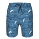 thumbnail image 3 of Balery Sharks on White Blue Striped Traje de Baño Estilo Hawaiano para Hombre, Shorts de Secado Rápido con Bolsillos-Large, 3 of 6