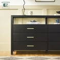 thumbnail image 4 of Walker Edison Modern Easy Assembly Solid Wood Dresser with Glass Top Black, 4 of 14