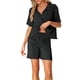 thumbnail image 1 of Conjunto de pijamas para mujer INSPIRE CHIC, camiseta de manga corta con botones y pantalones cortos, ropa casual de descanso, color negro, 1 of 6