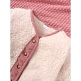 thumbnail image 5 of Mikrdoo 8 Years Kid Girls Fleece Winter Coat Contrast Binding Teddy Line Button Crew Neck Jackets With Pockets (8-14T,Pink), 5 of 10