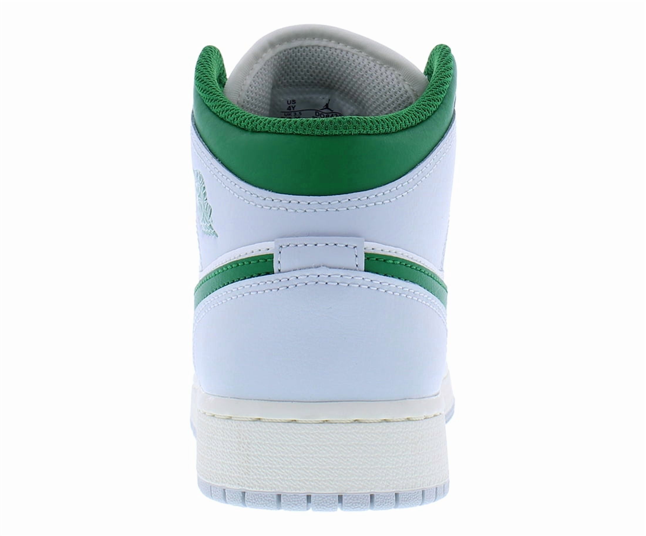 Nike Air Jordan 1 Mid GS Boys Shoes Size 6.5, Color: Summit White/Pine Green