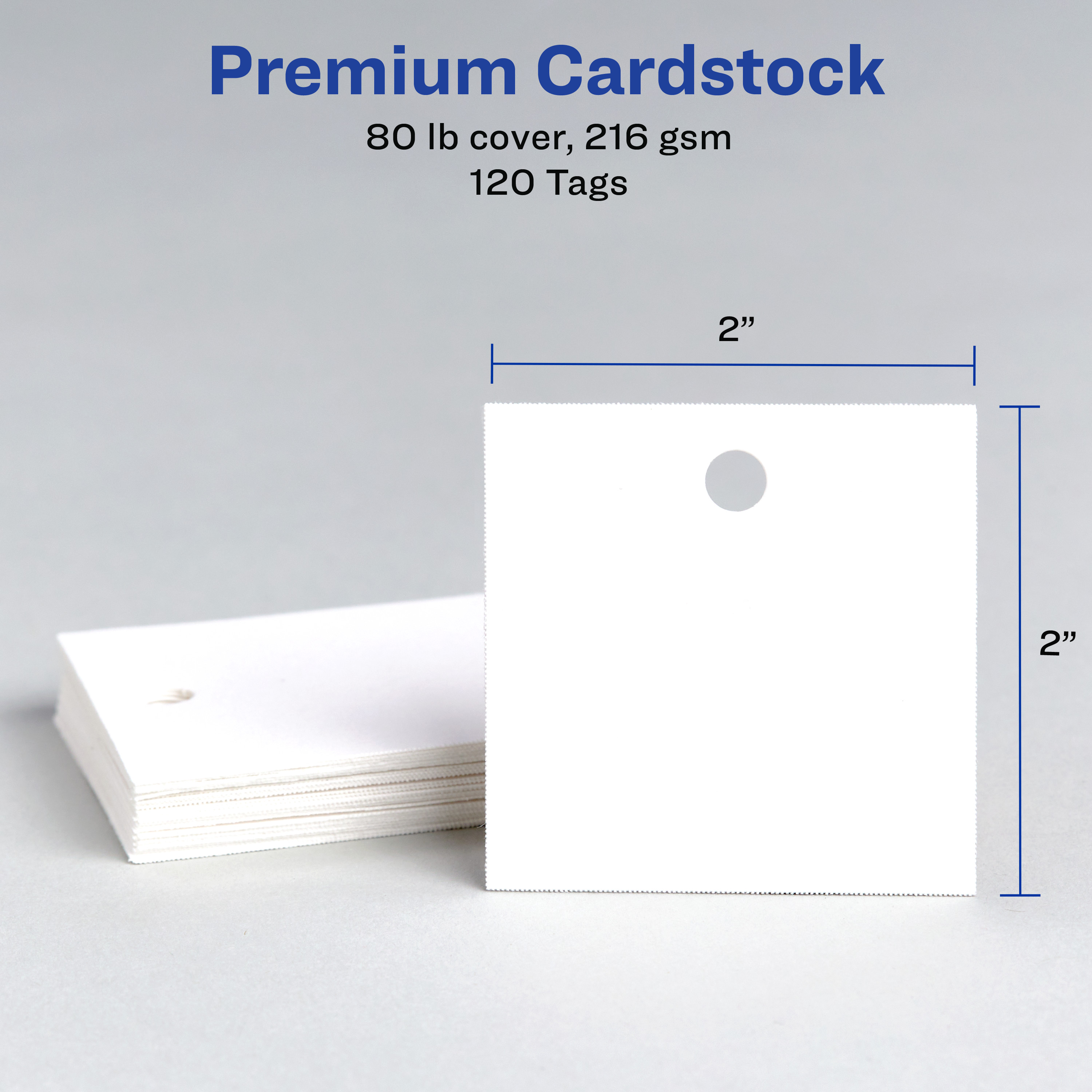 Avery Square Tags with Strings, 2" x 2", White, 120 Total (80513)