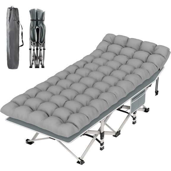 Camping Cot, Folding Camp Bed for Adults with Soft Thicker Cushion