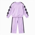 thumbnail image 3 of Futezty Girls Clothes Long Sleeve Bow Pullover Sweatshirts Top Wide Leg Sweatpants Fall Winter 4T 5T 6T 7T 8T 2 Piece Outfits Sets, 3 of 6