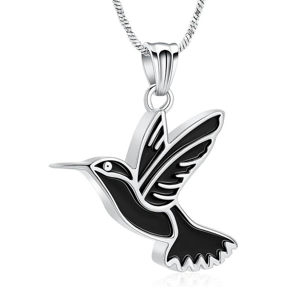 Hummingbird Urn Necklace for Ashes for Women Men Stainless Steel Cremation Jewelry Keepsake Memorial Pendant for Human Pet