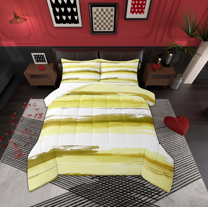 Manfei Wyellow White Ombre Bedding Comforter Set,Geometric Graffiti Lines Twin Comforter Sets,Graffiti Aesthetic Artwork Bedding Set For Boys Kids,Microfiber Bedroom Decor Reversible,2-Piece