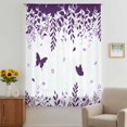 thumbnail image 3 of Purple Spring Botanical Sheer Curtains 84 Inches Long, Weeping Eucalyptus Butterfly Light Filering Curtains, Breathable Simi Curtain Privacy Drapes for Living Room Bedroom Window Treatment, 3 of 9