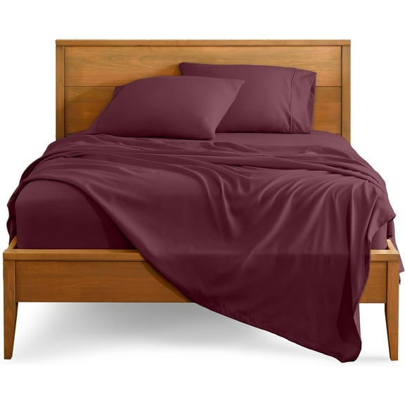 4-Piece Full Size Ultra-Soft Microfiber Bed Sheet Set - 1800 Luxury, Double Brushed, Deep Pockets, Easy Fit - Burgundy