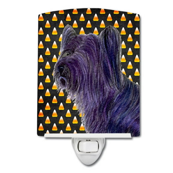 Caroline's Treasures SS4256CNL Skye Terrier Candy Corn Halloween Portrait Ceramic Night Light, 6x4x3", multicolor