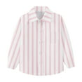 thumbnail image 7 of Oxford Dress Shirts for Boys Striped Long Sleeve Collared Button Up Shirt with Chest Pocket School Uniform (2-3 Years, Pink), 7 of 7