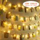 thumbnail image 2 of leyfeng Guirnalda de luces de hadas de 10m/32,8 pies, 100LED, batería alimentada por batería blanca cálida, marco de Clip de foto, lámpara de decoración constante, 2 of 8