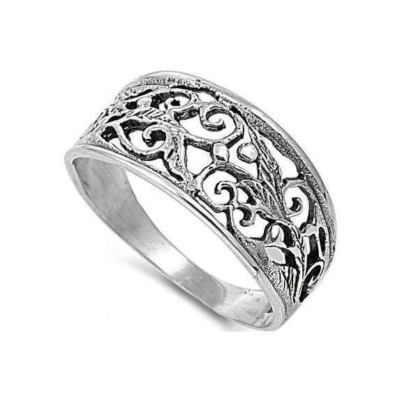 925 Sterling Silver Antique Filigree Design Op Art Ring Size 6