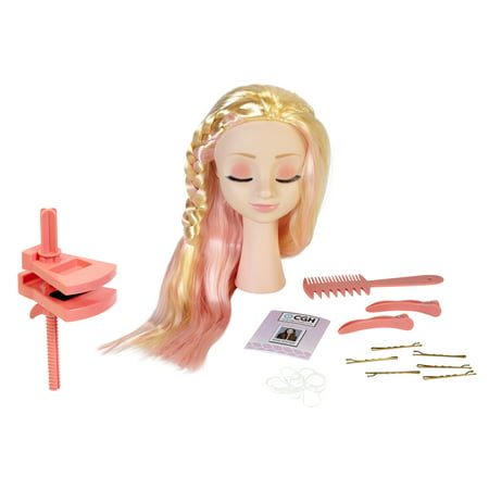 Cute Girls Hairstyles Styling Head Doll Playset, 20 Pieces