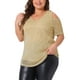 thumbnail image 4 of Blusas de fiesta básicas de manga corta con hombros al aire de lentejuelas brillantes para mujeres de tallas grandes Agnes Orinda 2X Amarillo, 4 of 6