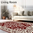 thumbnail image 2 of ODIKA 3'x5' Machine Washable Non-Slip Area Rug, Petals Interlocking Medallion with Ornate Paisley Motifs High Traffic Rug, Maroon, 706816, 2 of 7