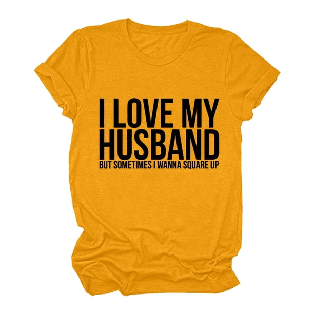 Gibobby Playera de Manga Corta con Cuello Redondo Mujeres Casual Impresión Manga Corta Tops Blusa Cuello Redondo Casual Tee Túnica Camisas(Amarillo,M)