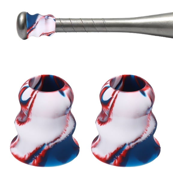 Uxcell Bat Taper, Bat Knob Taper Softball Grip Silicone Non-slip Ergonomic Enhanced Grip Easy Installation 2Pcs & Dark Blue-Red-White - Fit for (Most Softball Bats/Baseball)