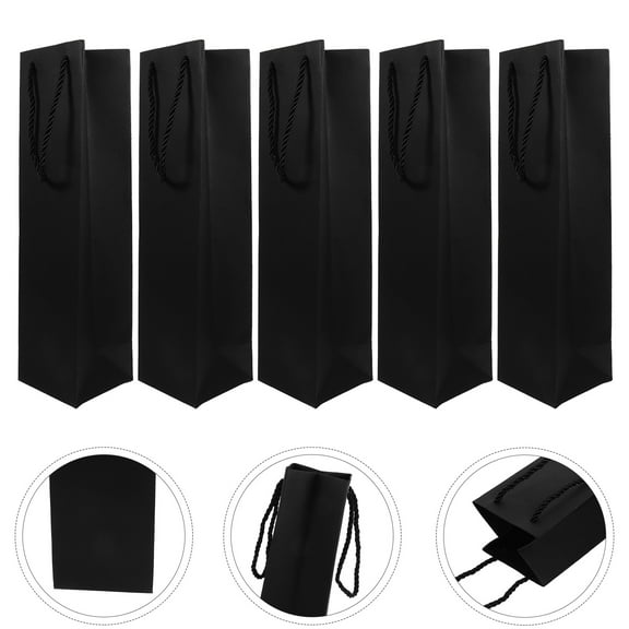 WHAMVOX Black Wine Gift Bags with Handles Versatile and Durable Paper Material for Easy Carrying and Reusable 12pcs
