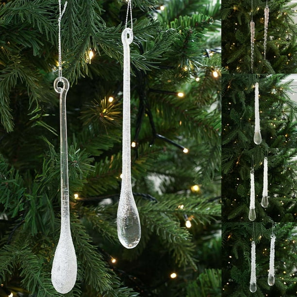 Colgantes De Plástico Adornos navideños de plástico transparente para árbol (juego de 2) Rkxzt
