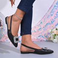 thumbnail image 6 of Miluxas Women Chunky Block Low Heel Pointed Toe Flats Shoes Slingback Buckle Rhinestone Crystal Party Cute Flats Black 7(39), 6 of 9