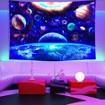 thumbnail image 4 of Reactive Tapestry, Hanging Blacklight Tapestry Planet Pattern Fluorescent Durable  For Bedroom, 4 of 7