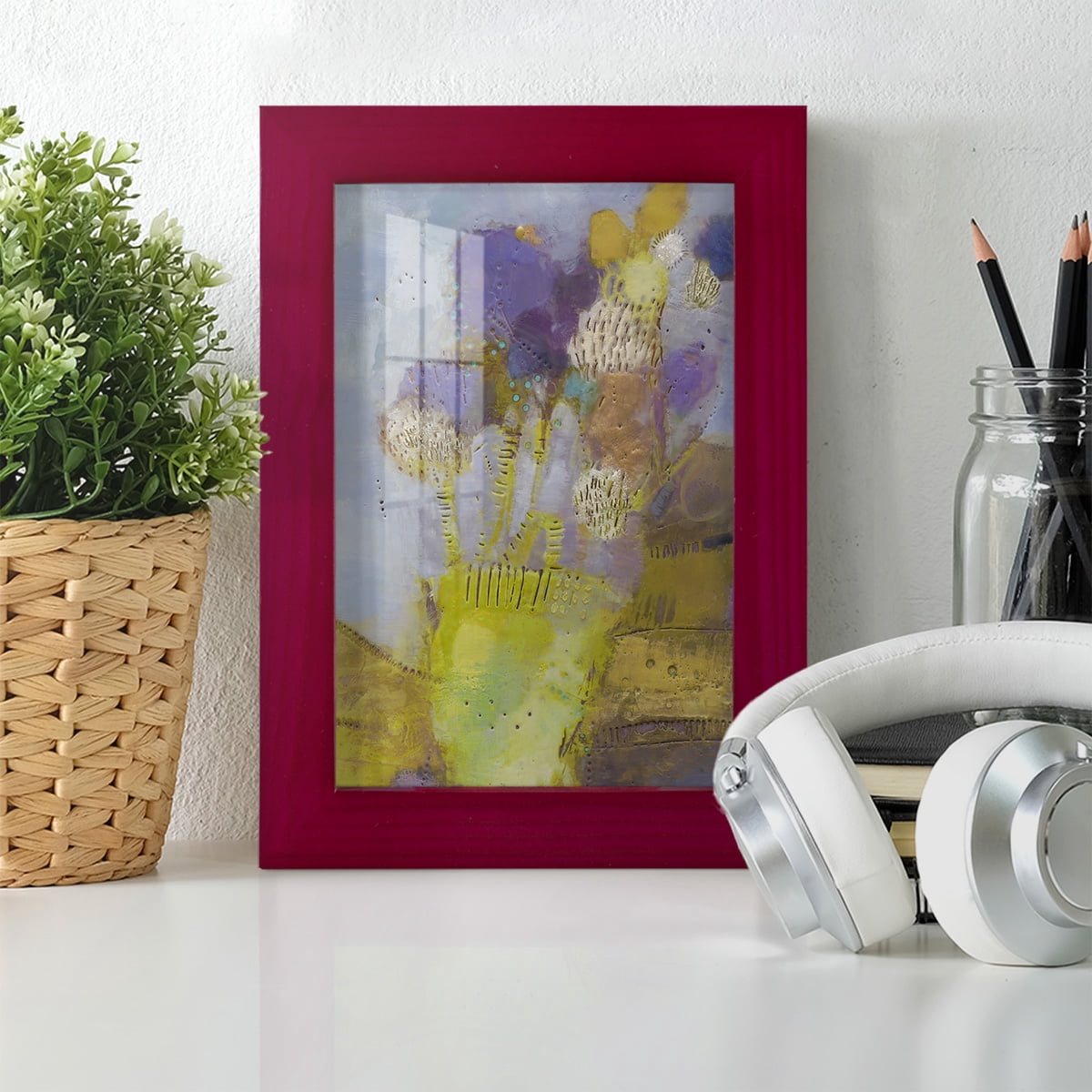 Blumen II -Framed Print w/glass-Cherry Red