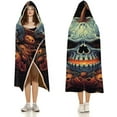 thumbnail image 3 of Wearable Blanket Halloween Skull Cloak Hooded Blanket for Women Kids Cozy and Comfy Halloween Pumpkin Gift, 3 of 6