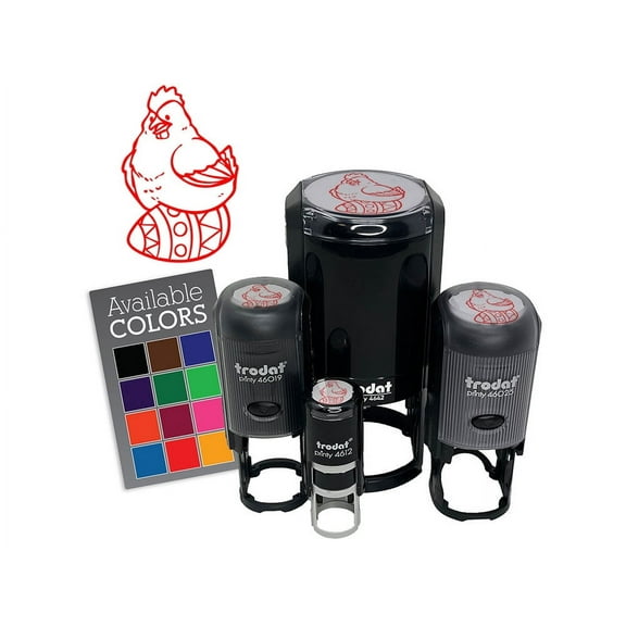 Chicken Hen Sitting On Easter Egg Self-Inking Rubber Stamp Ink Stamper for Stamping Crafting Planners - 1/2 Inch Mini - Dry Pad (No Ink)
