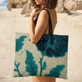 thumbnail image 5 of Teal Floral Pattern Vintage Textile Design Picnic Blanket Waterproof Outdoor Beach Blanket Hand-held Pad Suitable for Travel, Camping, Beach, Family Gatherings, 5 of 8