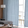 thumbnail image 4 of Vintage Sky Blue Semi Sheer Curtains 96 Inch Length 2 Panels Set,Farmhouse Retro Solid Color Linen Texture Sheer Kitchen Curtain Voile Window Curtain for Living Room Bedroom Rod Pocket Drapes, 4 of 7