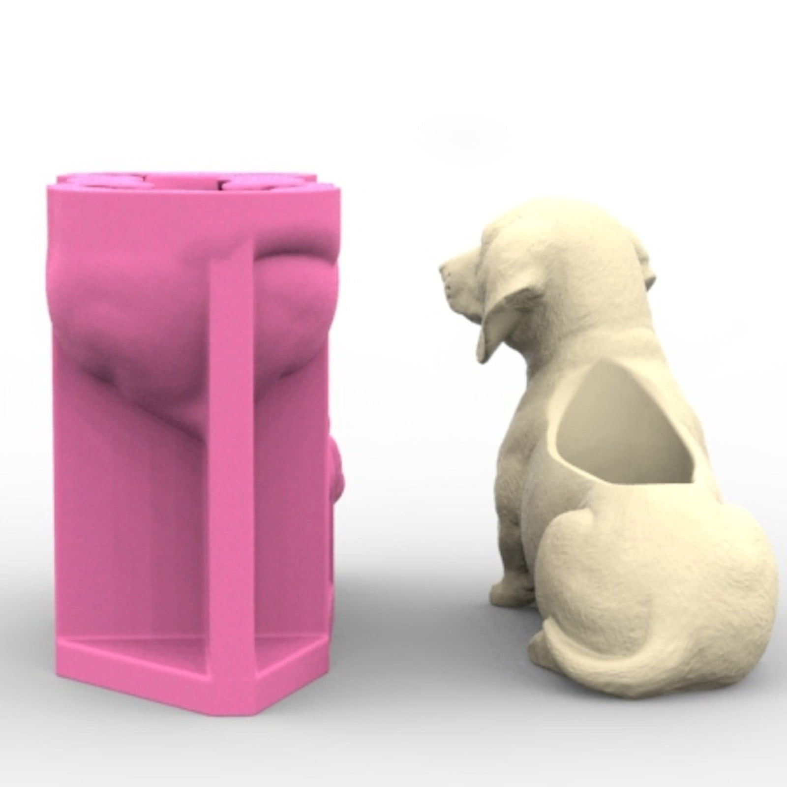 Multipurpose Silicone Mould Dog Shape for Plant Pots Epoxy Resin Vase Planter and Pen Holder Crafting
