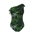 thumbnail image 4 of Yiaed Lush Foliage Green Plant Print Women One Piece Swimsuits Tummy Control One Shoulder Bathing Suits Pattern Ruffle Swimwear-XX-Large, 4 of 8