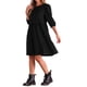 thumbnail image 4 of Vestido casual negro con escote redondo, mangas abullonadas y bolsillos para mujer Inspire Chic, 4 of 6