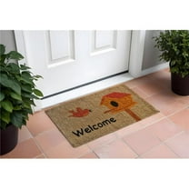 HomeRoots 555489 18 x 30 in. Beige & Black Coir Bird Welcome Outdoor Door Mat