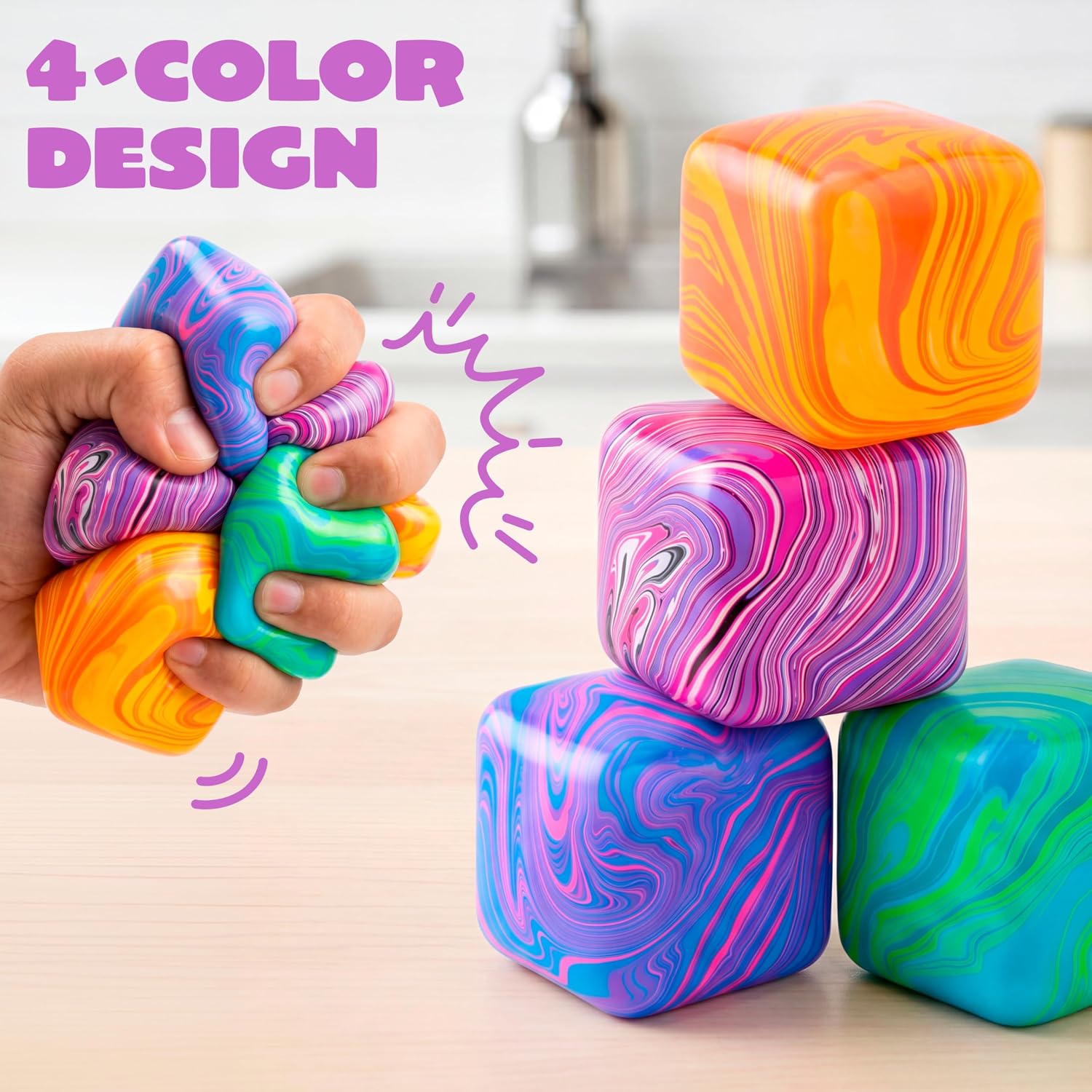 Joyfy 4 Pack Swirl Cube Squishy Toys photo 5
