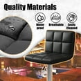 thumbnail image 4 of Vineego Modern Square PU Leather Swivel Adjustable Bar Stool, Set of 2, Bar Stool for Kitchen Counter (Black), 4 of 7