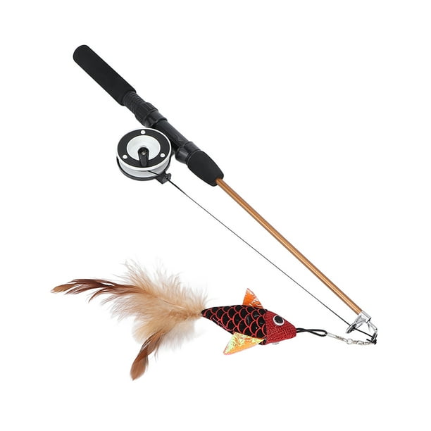 Kozecal Retractable Cat Fishing Pole Toy,cat Feather Teaser Wand Toy,cat Fishing Pole Toy Bite Resistance Multifunctional Cat Feather Teaser Wand Toy