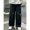thumbnail image 5 of FYDUU Boys Baggy Cargo Pants Casual Loose Fit Parachute Pant Joggers Fashion Elastic Waist Kids Cargo Sweatpants With Pockets Streetwear 5-6 Years, 5 of 9