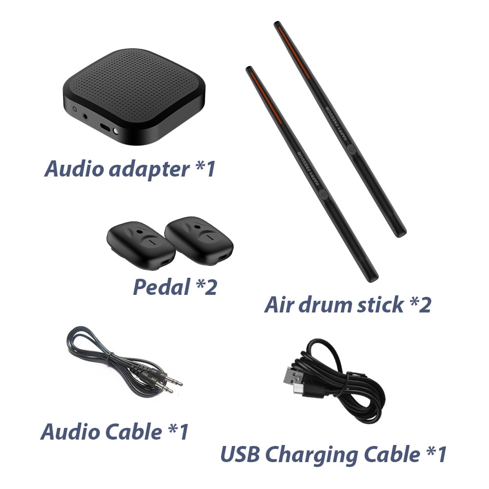 Electronic Drumsticks Air Drum Stick with 2 Foot Pedals 16D Speaker DSP Level Sound Card Low Delay Portable Electric Rhythm Drum Sticks for Beginners Adults Professional Drummer Student