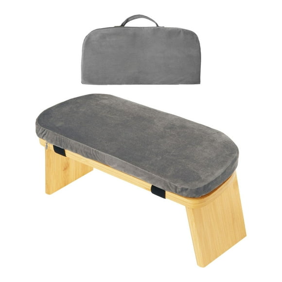 Colaxi Meditation Bench Meditation Stool Men Women Bamboo Sturdy Low Seat Prayer Bench Comfortable Sitting Yoga Bench Kneeling Stool Gray