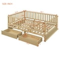 thumbnail image 6 of Full Size Wood Daybed with Fence Guardrails and 2 Drawers, Split into Independent Floor Bed & Daybed, Natural, 6 of 9
