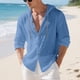 thumbnail image 5 of Blusa de manga larga con capucha para hombre, color liso, moderna, holgada, informal, con botones y cordón, de poliéster., 5 of 8