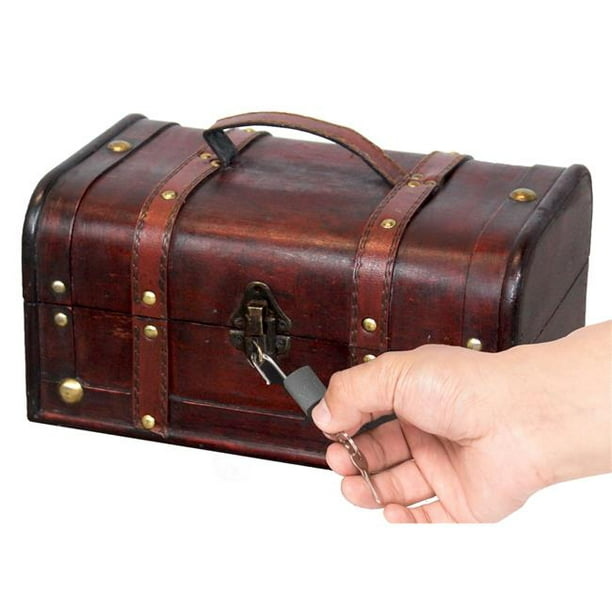 Vintiquewise Small Pirate Style Wooden Treasure Chest