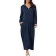 thumbnail image 1 of INSPIRE CHIC Bata de Noche con Cremallera para Mujeres, Bata Larga de Casa, Sudadera con Capucha de Manga Larga, Ropa de Estar en Casa con Bolsillos 2XL Azul Marino, 1 of 6